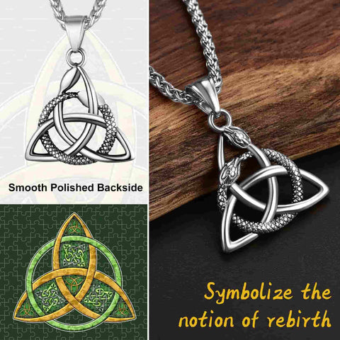 Celtic Trinity Knot Snake Pendant Necklace