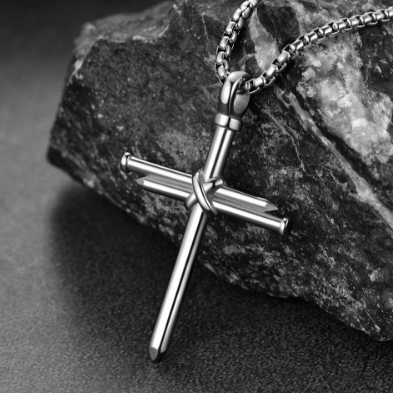 FaithHeart Christian Nail Cross Necklace For Men
