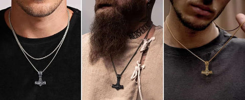 FaithHeart Viking Thor's Hammer Necklace Mjolnir Necklace for Men