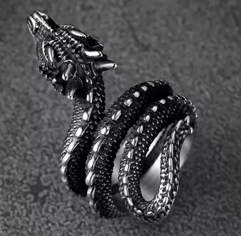 Punk Stainless Steel Dragon Wrap Ring