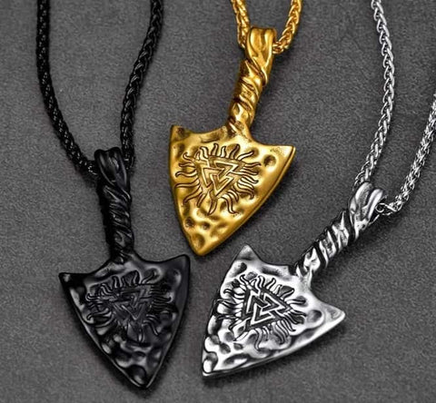 Viking Gungnir Necklace with Valknut