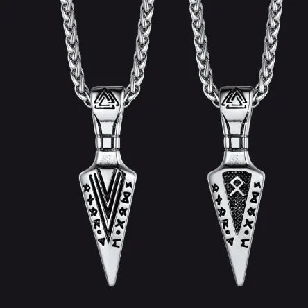 Viking Gungnir Spear Necklace With Valknut