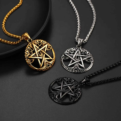 Vintage Pentagram Tree Of Life Necklace