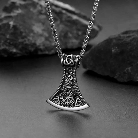 faithheart Viking Axe Pendant Necklace With Compass