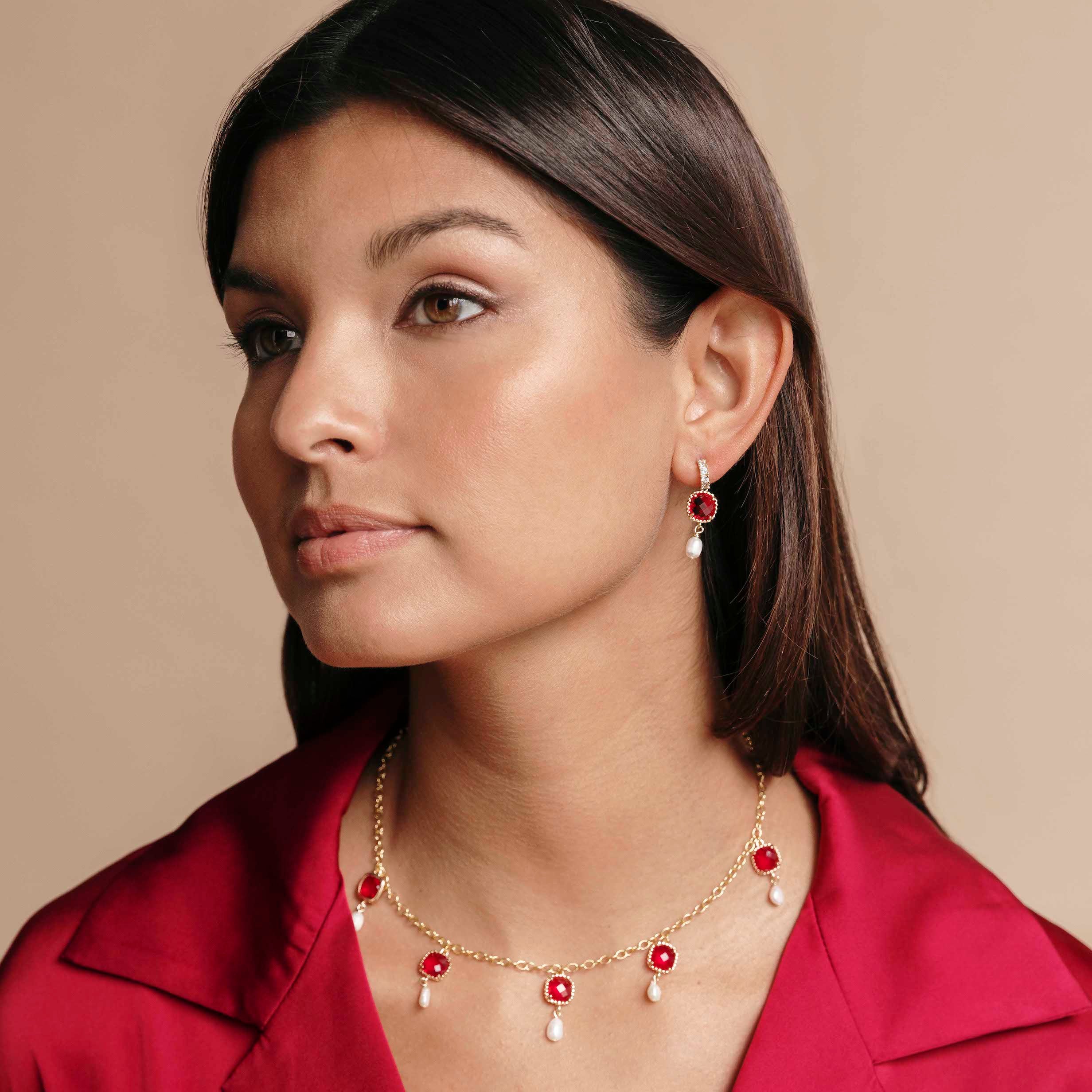 Picture of The Alicante Earrings in Ruby Red