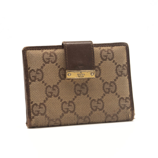 Gucci Monogram D Ring Compact Wallet Abbey Gold/Beige