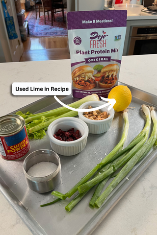 Recipe ingredients (note I replaced the lemon with a lime in recipe)