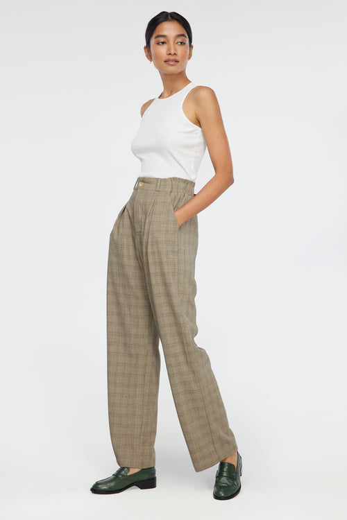 LONG CHECK TROUSERS  Semicouture  Womans clothing  Official Store