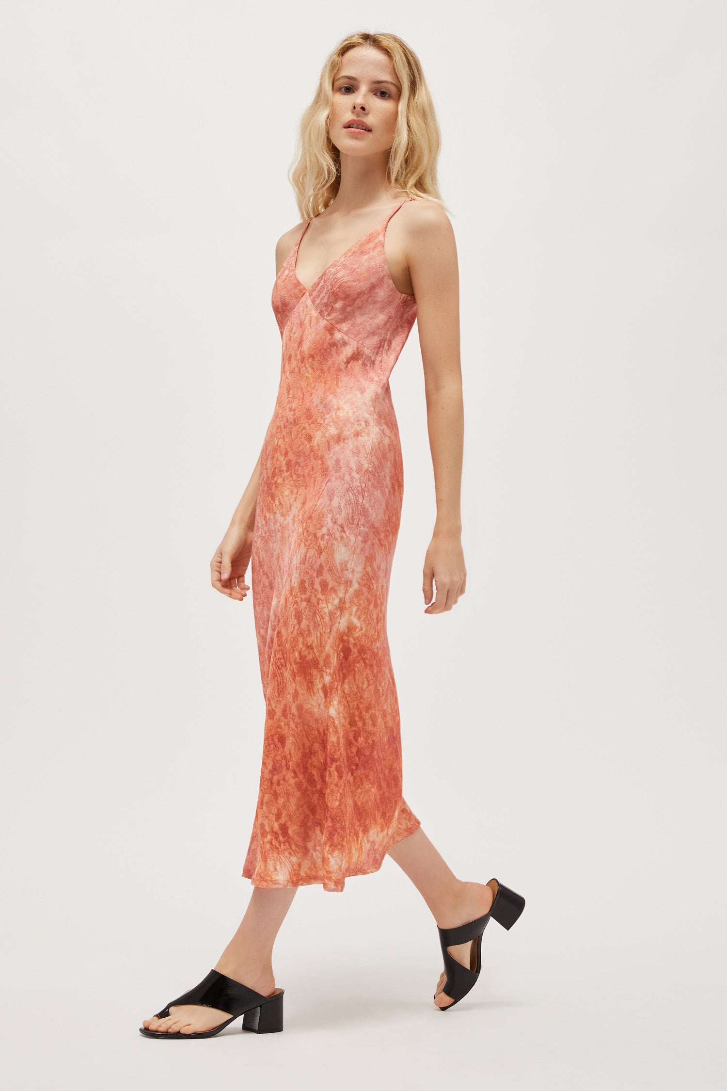 coral slip dress