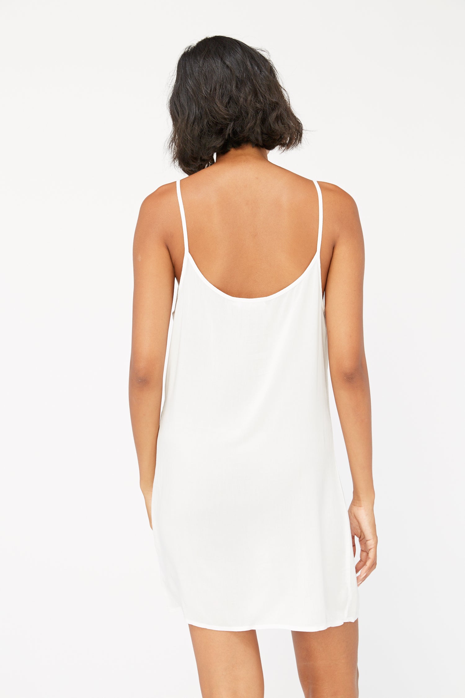 white mini slip dress