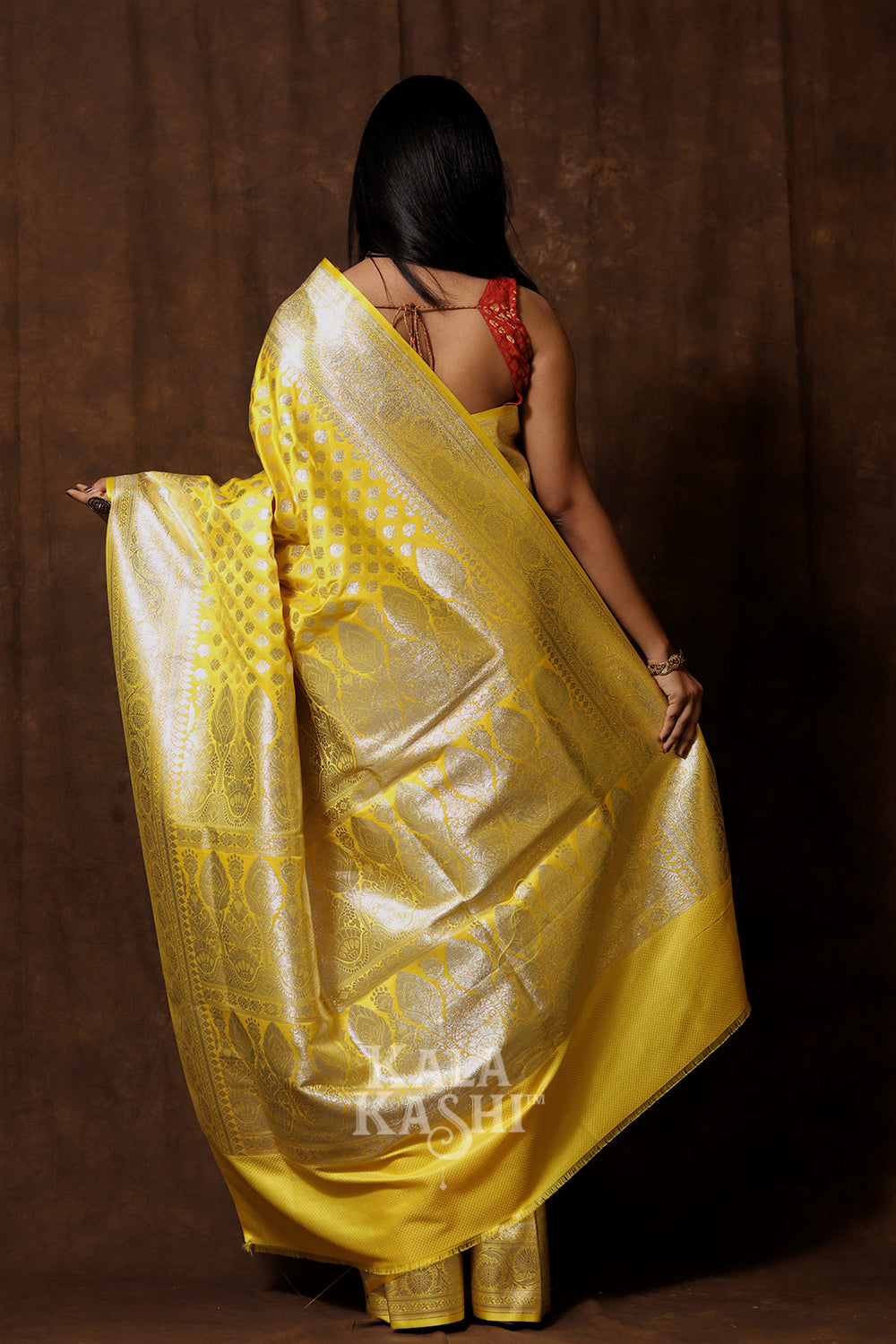 Golden Yellow Hand Woven Katan Silk Saree