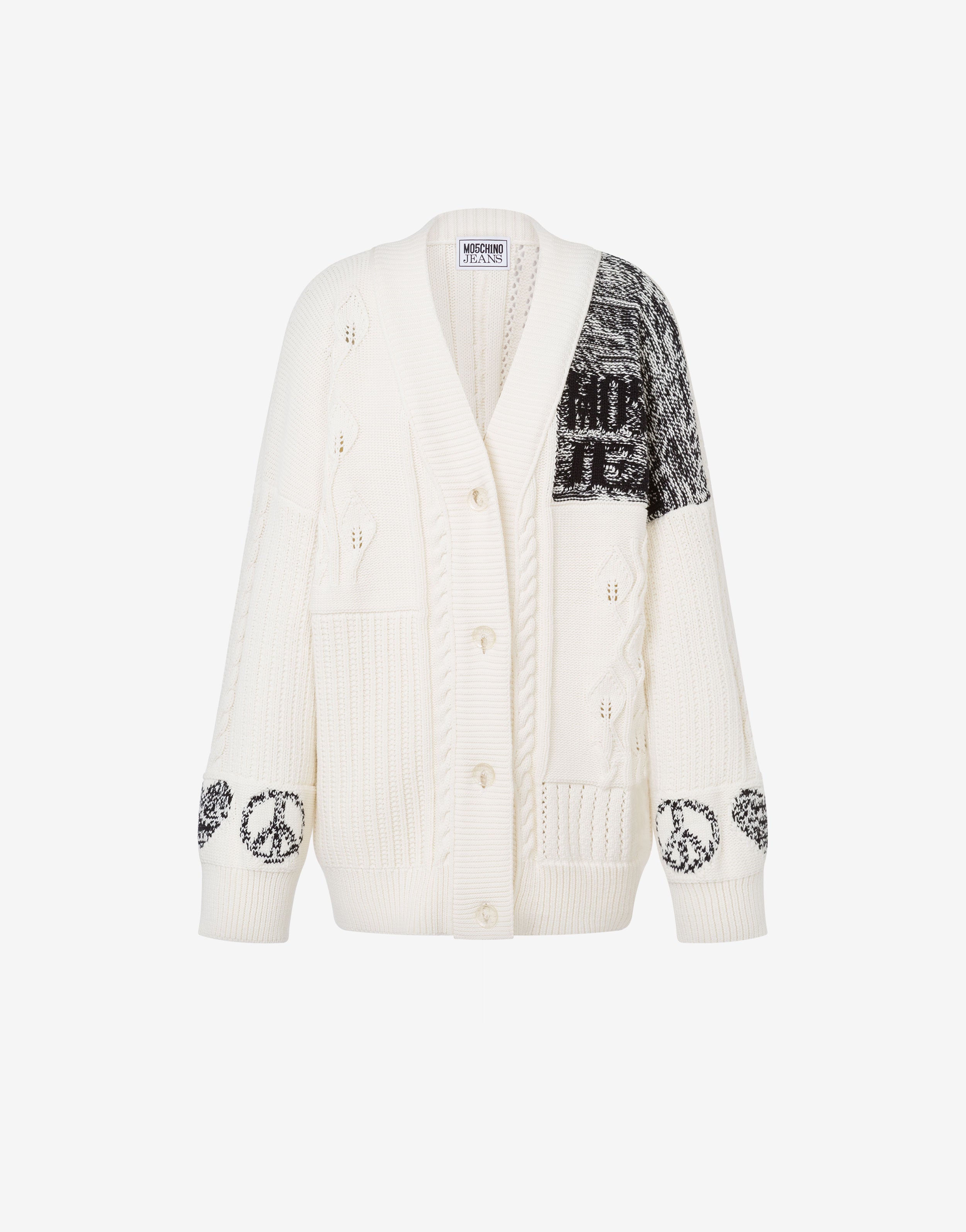 Moschino Cotton And Nylon Cardigan Urban In White