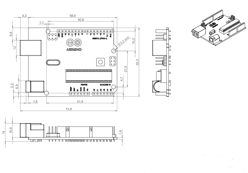 Arduino Uno R3 Microcontroller Firgelli Automations 3536