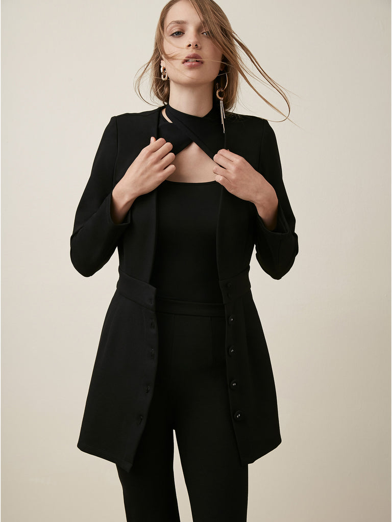 deep v blazer dress