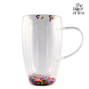 Mug Vidrio Mostacillas Colores 450 Ml Doble Pared