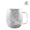 Taza Vidrio Glitter Plateada de 400 ml Doble Pared