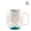 Taza Vidrio Glitter Turquesa De 400 Ml Doble Pared