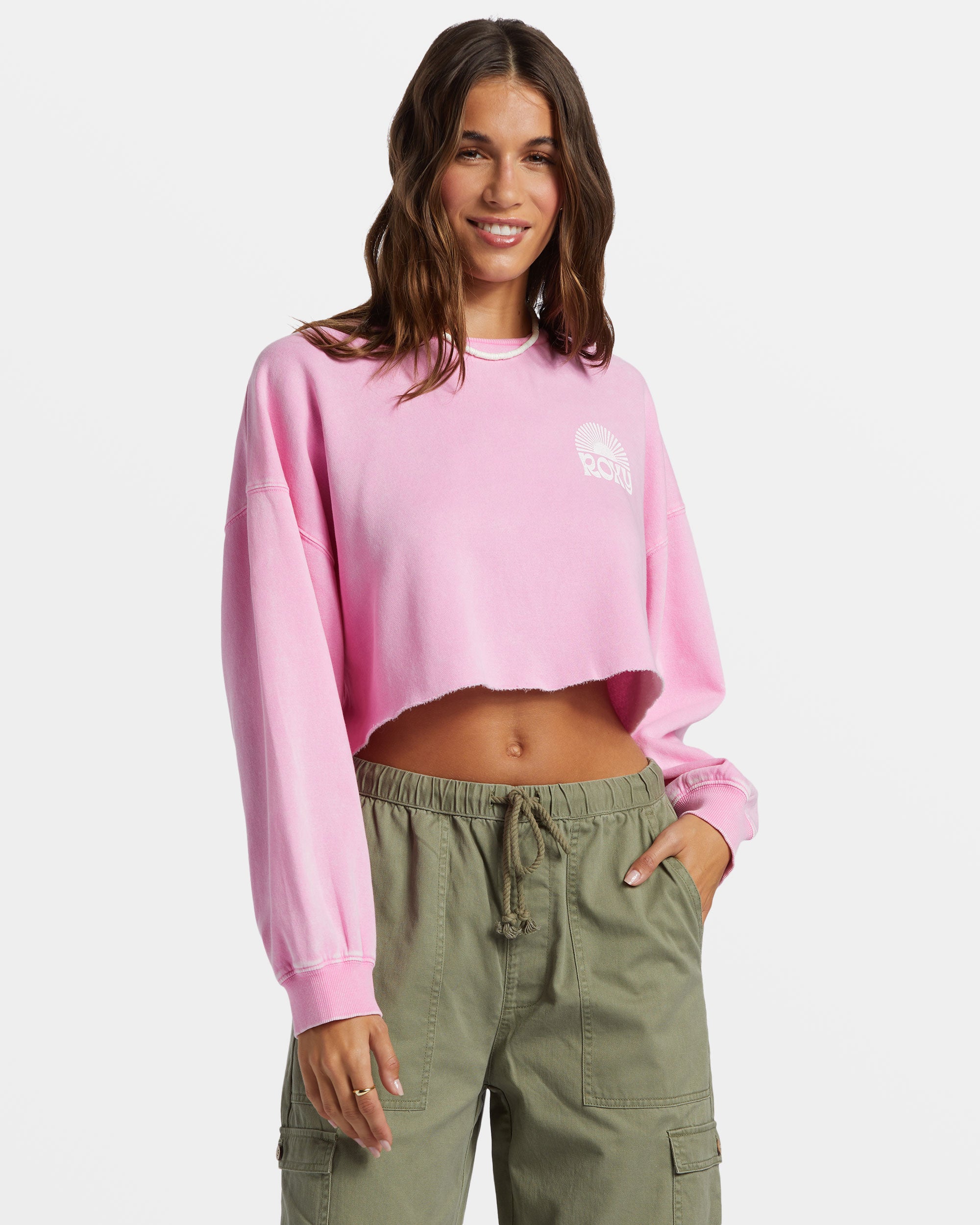 Morning Hike Crop Sweatshirt - Prism Pink