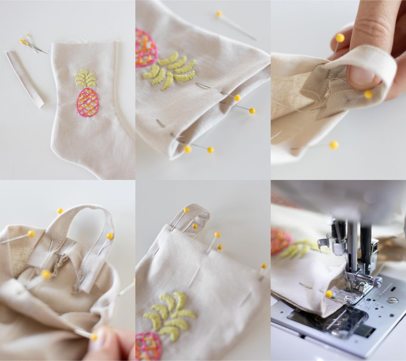 DIY Embroidered Pineapple Holiday Stockings