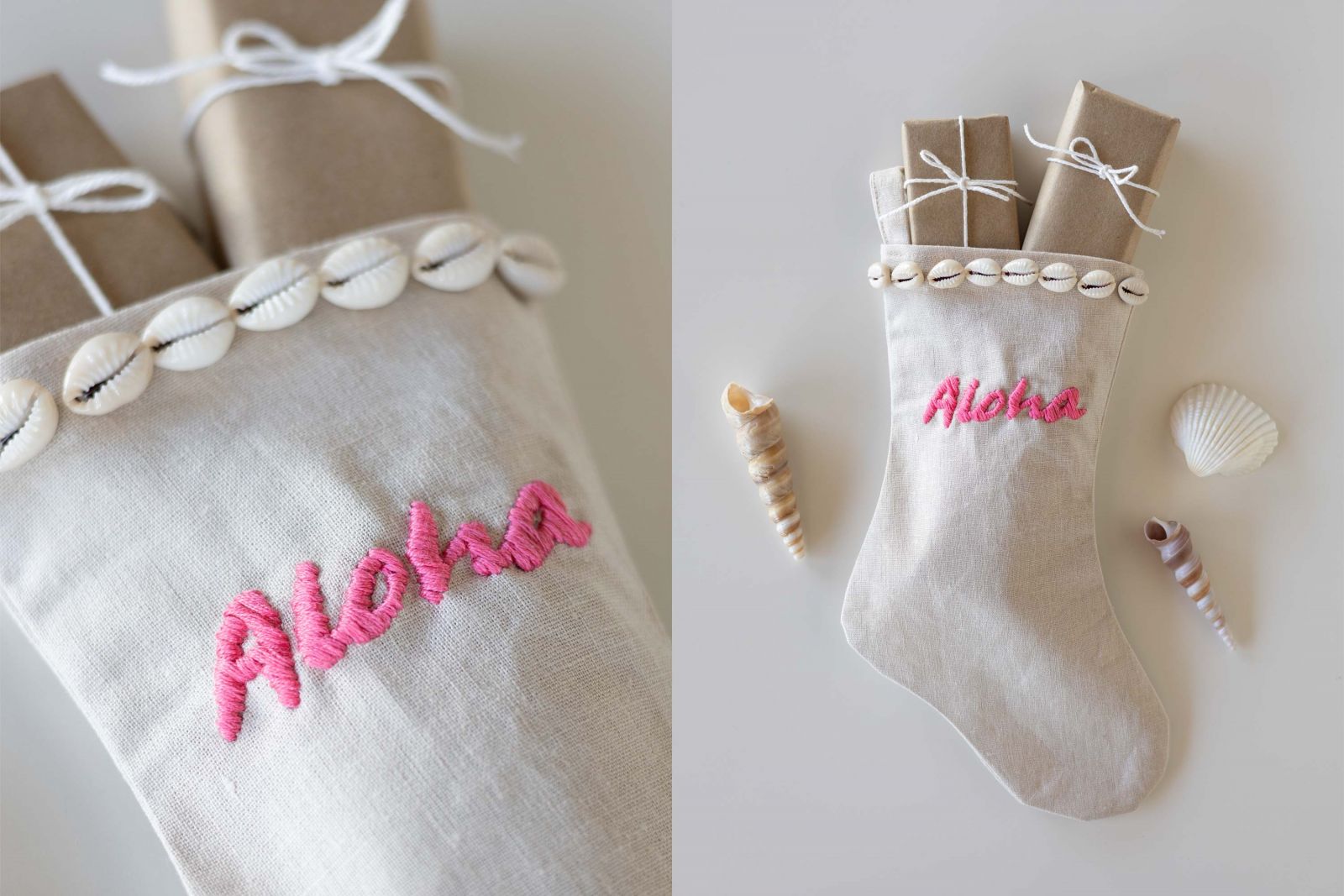 DIY Embroidered Pineapple Holiday Stockings