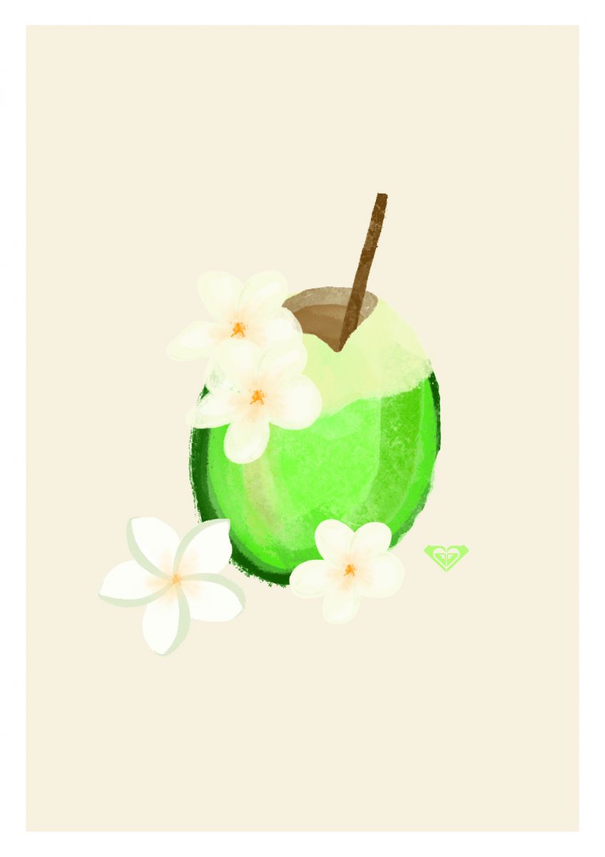 Printable Tropical Fruit Art - Coconut