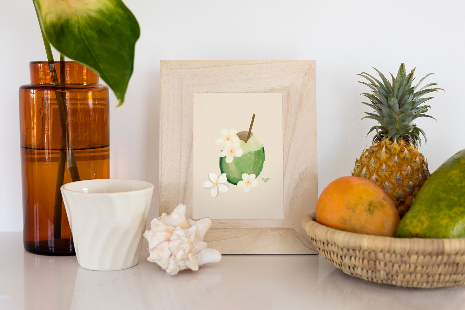Printable Tropical Fruit Art - Coconut