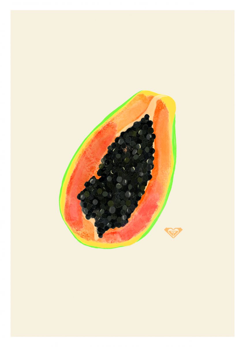 Printable Tropical Fruit Art - Papaya