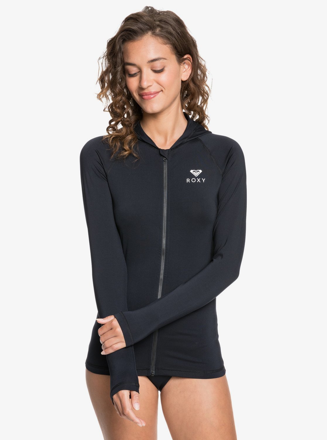 Roxy Essentials Hooded UPF 50 Long Sleeve Rashguard - Anthracite