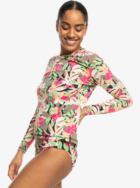 Roxy womens Bloom Paradise Long Sleeve Onesie Swimsuit Rash Guard Shirt,  Shell Pink Sunburst Floral , 10 M US at  Women's Clothing store