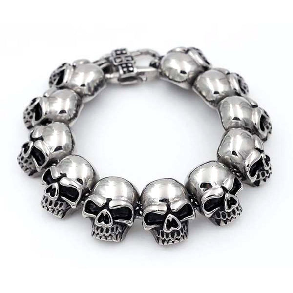 Big and Heavy Skulls Bracelet - Stainless Steel - 200275 – Badboy Jewellery
