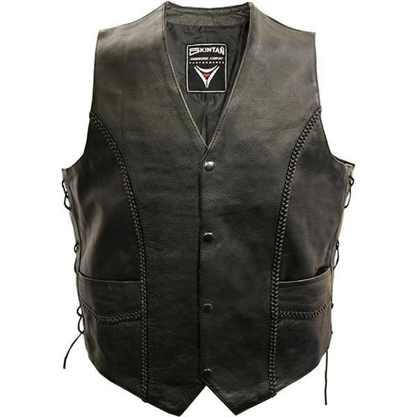 Lace Side Woven Plait Biker Vest by Skintan Leather – Badboy Jewellery