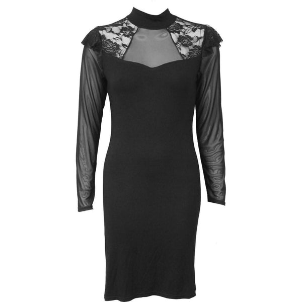 Spiral Gothic Elegance - Lace Shoulder Corset Dress – Badboy Jewellery
