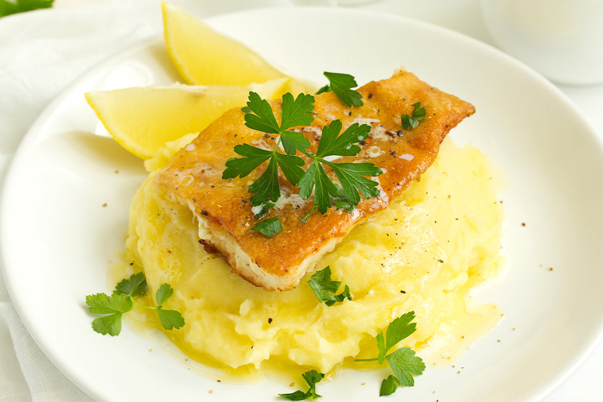 parmesan crusted air fryer cod and savory mash