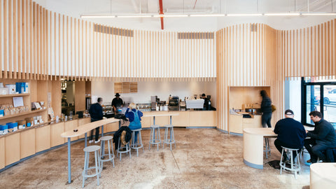 Blue Bottle Coffee Shop in Williamsburg, Brooklyn via Dezeen