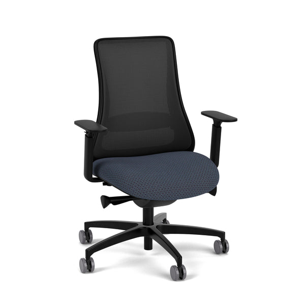 Mid Back Office Chair with Lumbar Support :  125-5C-51A20R-19AB-18BB-16HP-12LUM-9FA-GR A - Terra by Via Seating