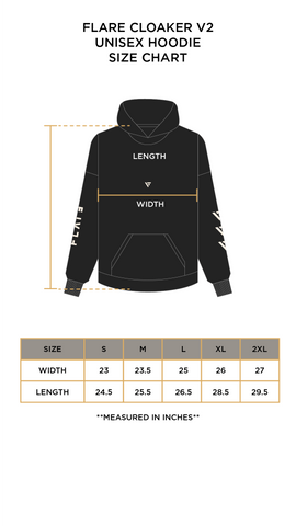 Flare Iconik Hoodie Size Chart