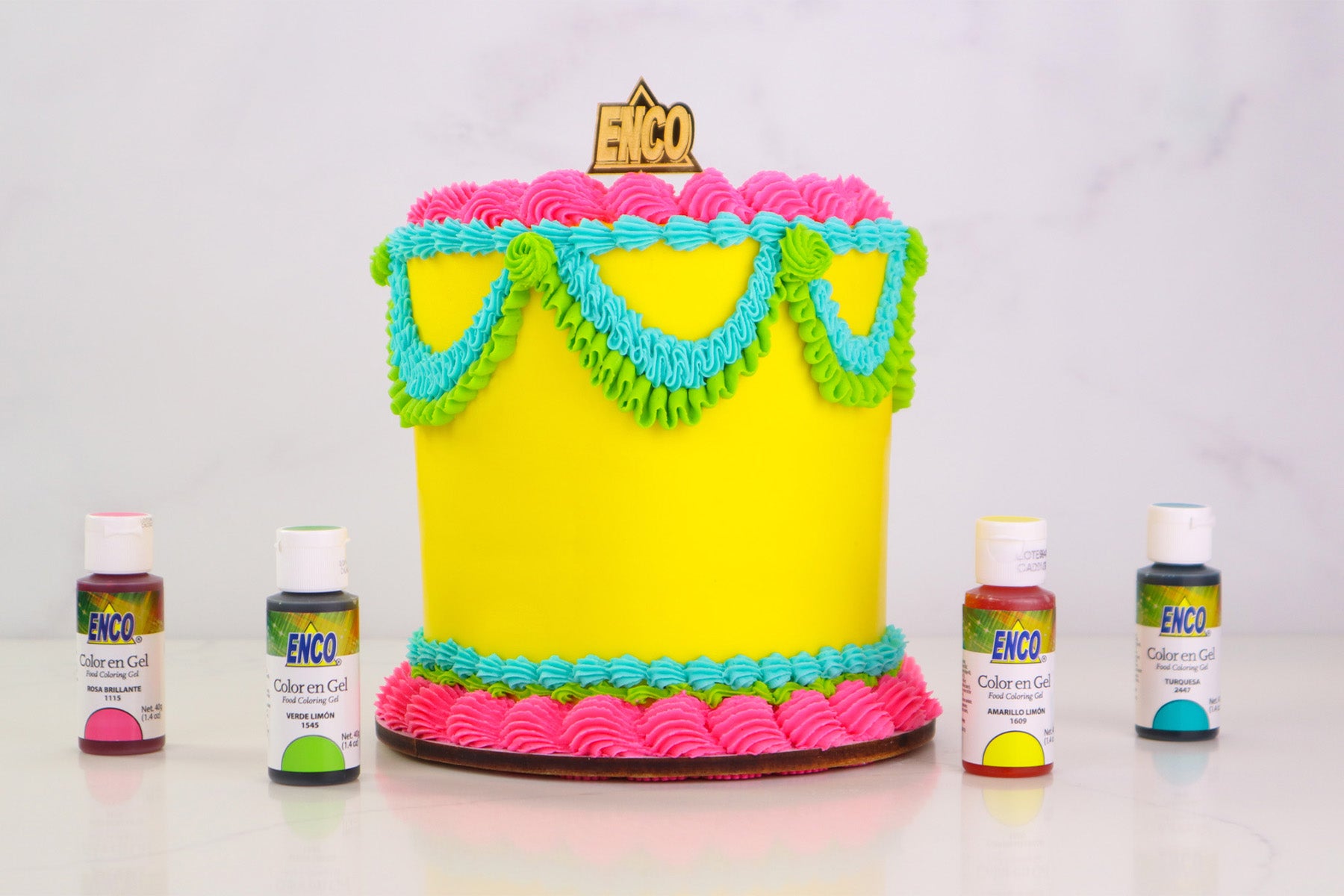 Cake decorated with food coloring gels frosting