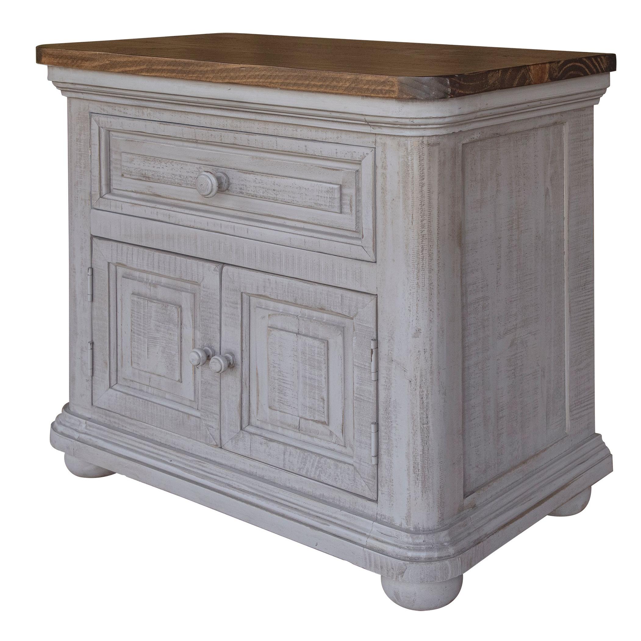 International Furniture Direct Luna Gray IFD7651NTS Nightstand - Weathered Grey/Brown