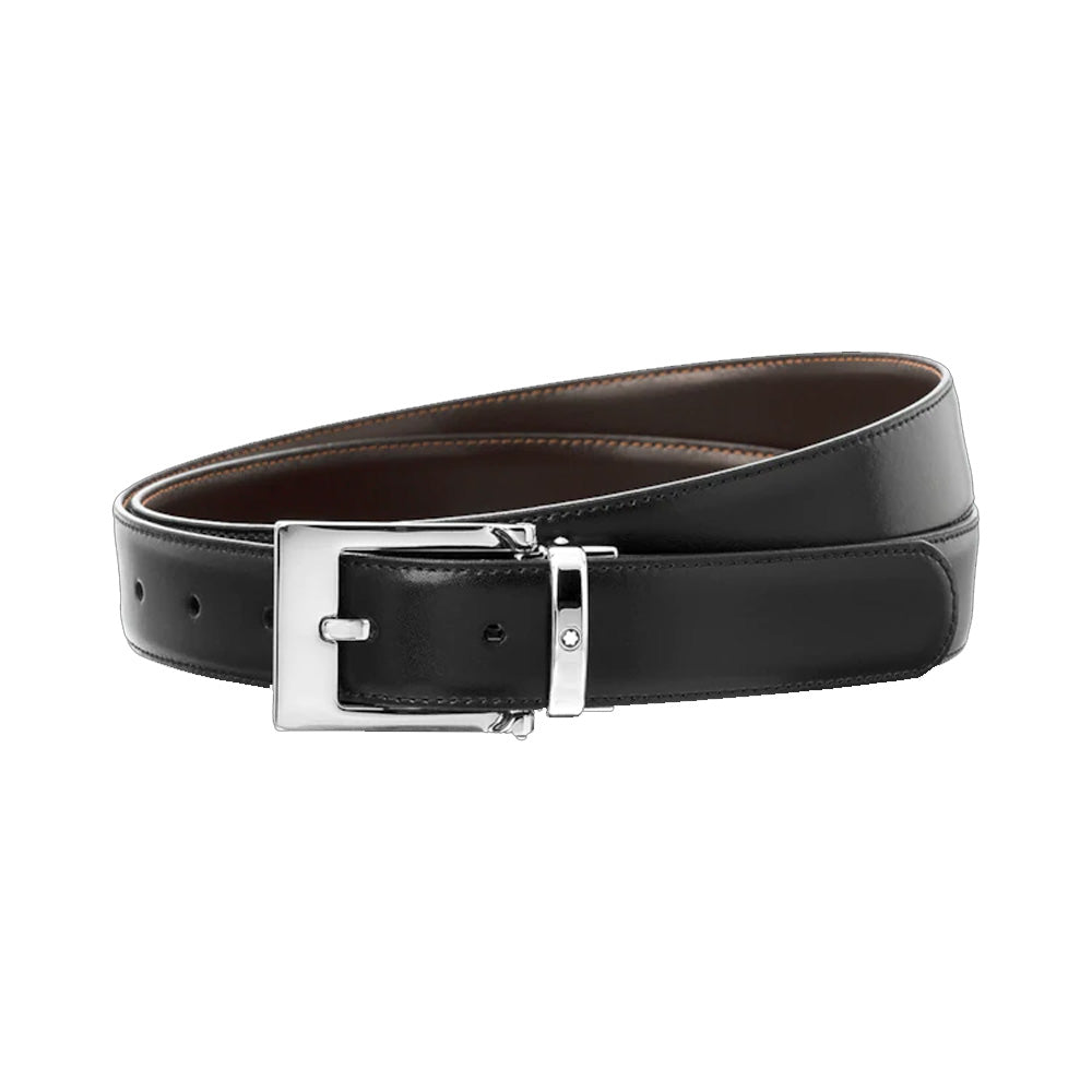 Horseshoe buckle black/brown 30 mm reversible leather belt