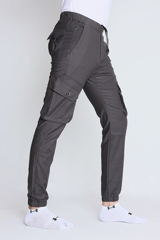 Cotton Knitted Self Texture Cargo Trouser-Charcoal Black – IT Textile