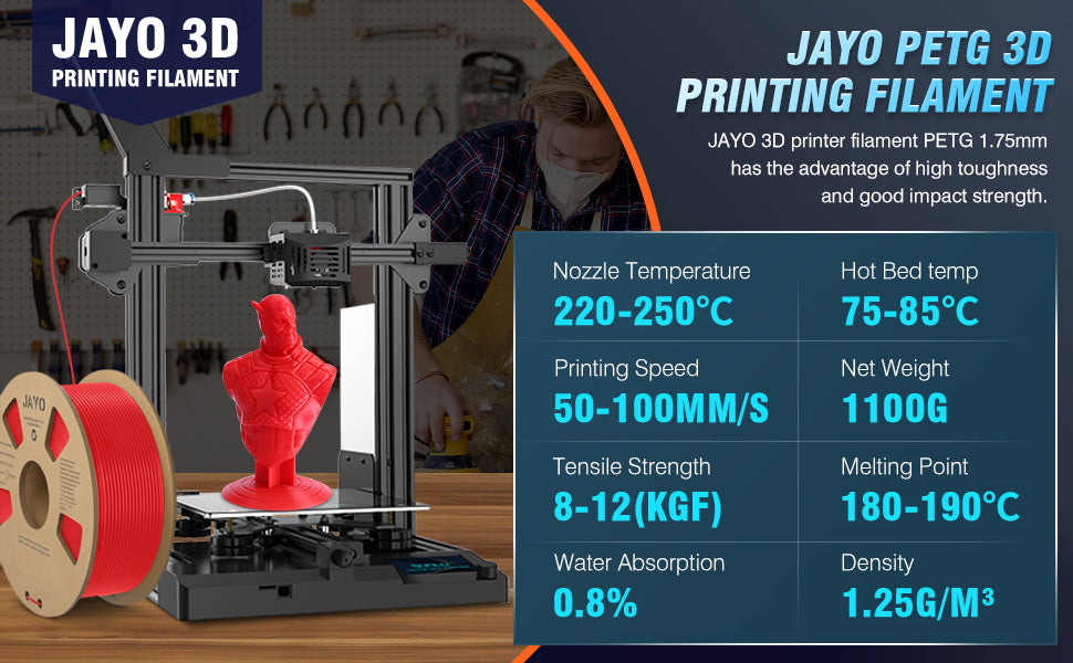 JAYO PETG 1.1KG 3D Printer Filament Cardboard Spool