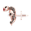 0.50Ct Round Cut Red and Black Diamond Gothic Skull Snake Earrings Engagement Wedding Sterling Silver Rose Gold Finish