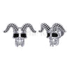 1.00Ct Round Cut Black Diamond Gothic Skull Horn Style Earrings Engagement Wedding Sterling Silver White Gold Finish