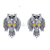 0.50Ct Round Cut Yellow Diamond Gothic Skull Owl Stud Engagement Wedding Sterling Silver White Gold Finish