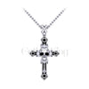 3.00Ct Round Cut Black Diamond Engagement Wedding Gothic Skull Cross Style Pendant With Chain Sterling Silver White Gold Finish