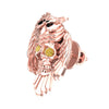 0.50Ct Round Cut Yellow Diamond Gothic Skull Owl Stud Engagement Wedding Sterling Silver Rose Gold Finish
