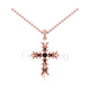 1.00Ct Round Cut Black Diamond Engagement Wedding Gothic Cross Pendant With Chain Sterling Silver Rose Gold Finish