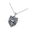 1.00Ct Round Cut Black Diamond Engagement Wedding Gothic Skull With Leaf Vintage Design Pendant Sterling Silver White Gold Finish