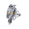 0.50Ct Round Cut Yellow Diamond Gothic Skull Owl Stud Engagement Wedding Sterling Silver White Gold Finish