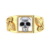1.00Ct Round Cut Black Diamond Gothic Skull Art Deco Engagement Wedding Ring Sterling Silver Yellow Gold Finish